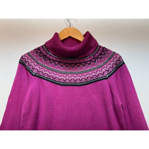 Charter Club Women' Fair Isle Nordic Turtleneck Sweater Knit Size P/M Pink - Picture 4 of 12